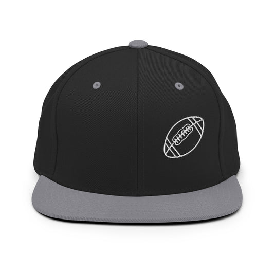 Football Edition structured snapback hat in Black and silver with flat brim and high-profile 6-panel crown | Our Game | An Athlete Trains