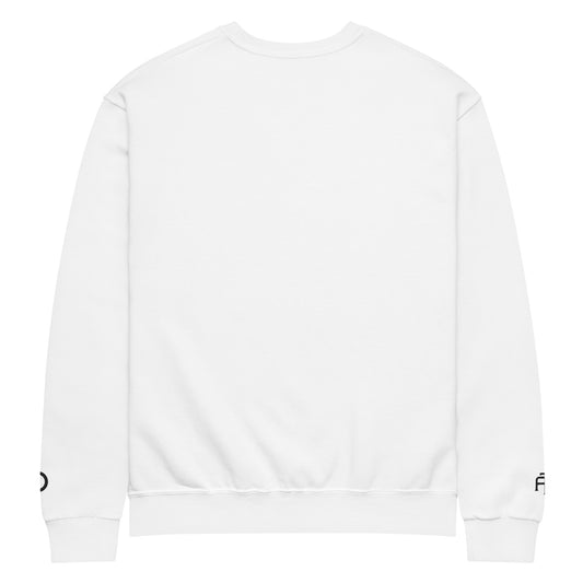 Crew neck Nublend fleece sweatshirt in white with black switch\off and logo embroidery - An Athlete Trains.
