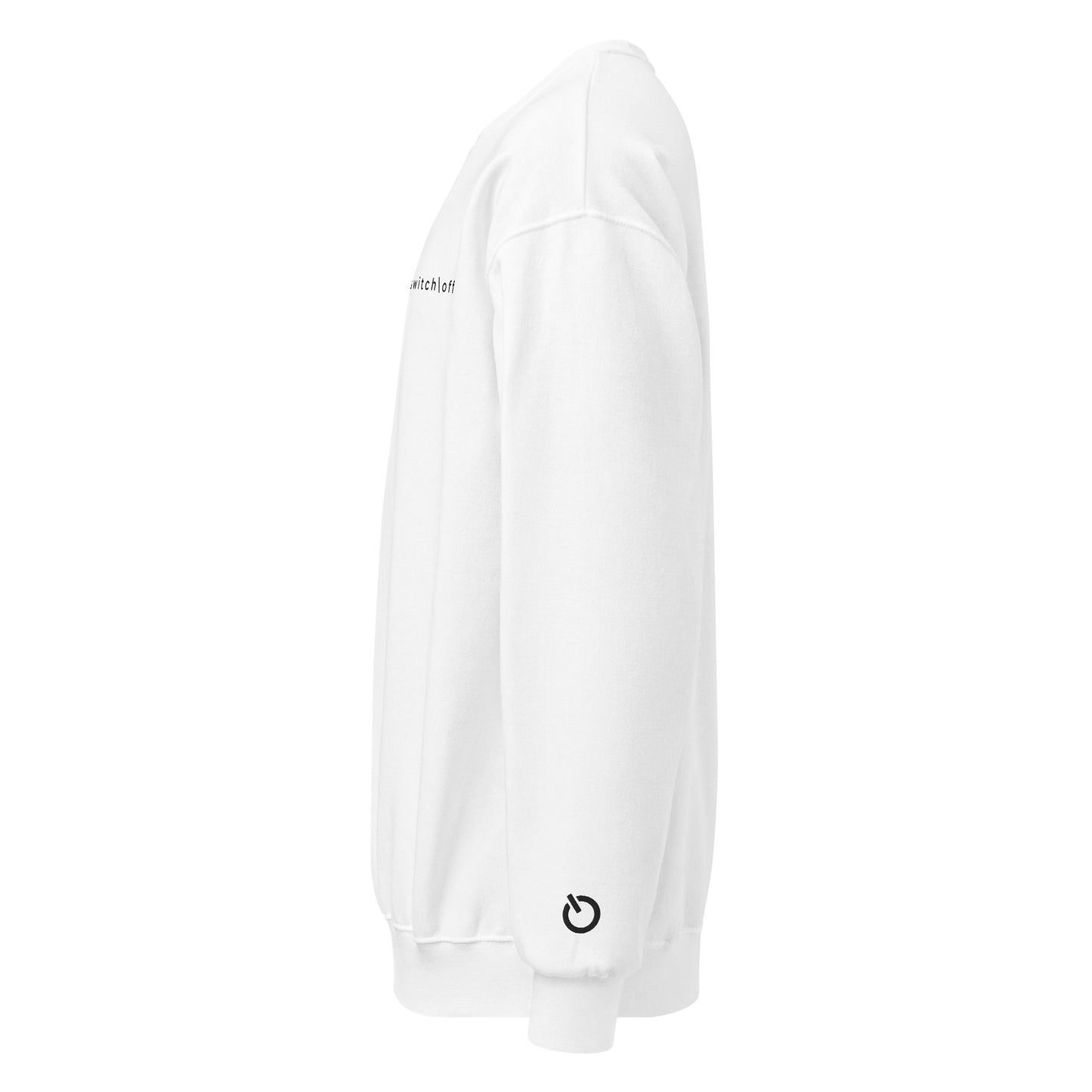 Crew neck Nublend fleece sweatshirt in white with black switch\off and logo embroidery - An Athlete Trains.