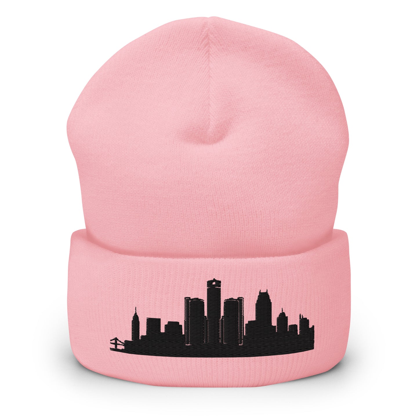 Detroit Edition Cuffed Beanie in pink —hypoallergenic athletic knit headwear | Our City |An Athlete Trains