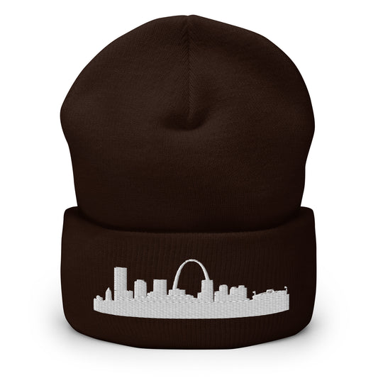 St. Louis Edition Cuffed Beanie in brown —hypoallergenic athletic knit headwear | Our City |An Athlete Trains