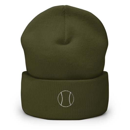 Tennis Edition cuffed beanie in olive - snug 100% turbo acrylic performance headwear for tennis players by An Athlete Trains | Our Game | An Athlete Trains