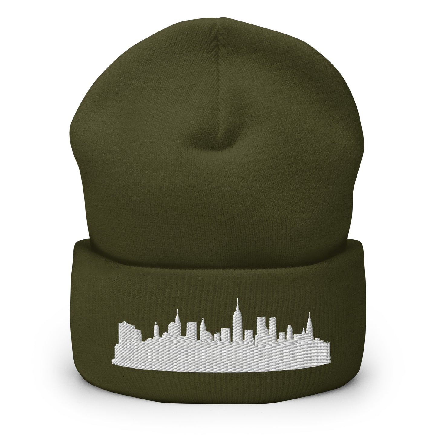 New York Edition Cuffed Beanie in olive —hypoallergenic athletic knit headwear | Our City |An Athlete Trains