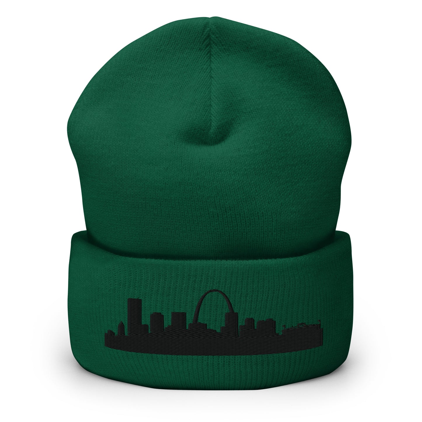 St. Louis Edition Cuffed Beanie in spruce green —hypoallergenic athletic knit headwear | Our City |An Athlete Trains