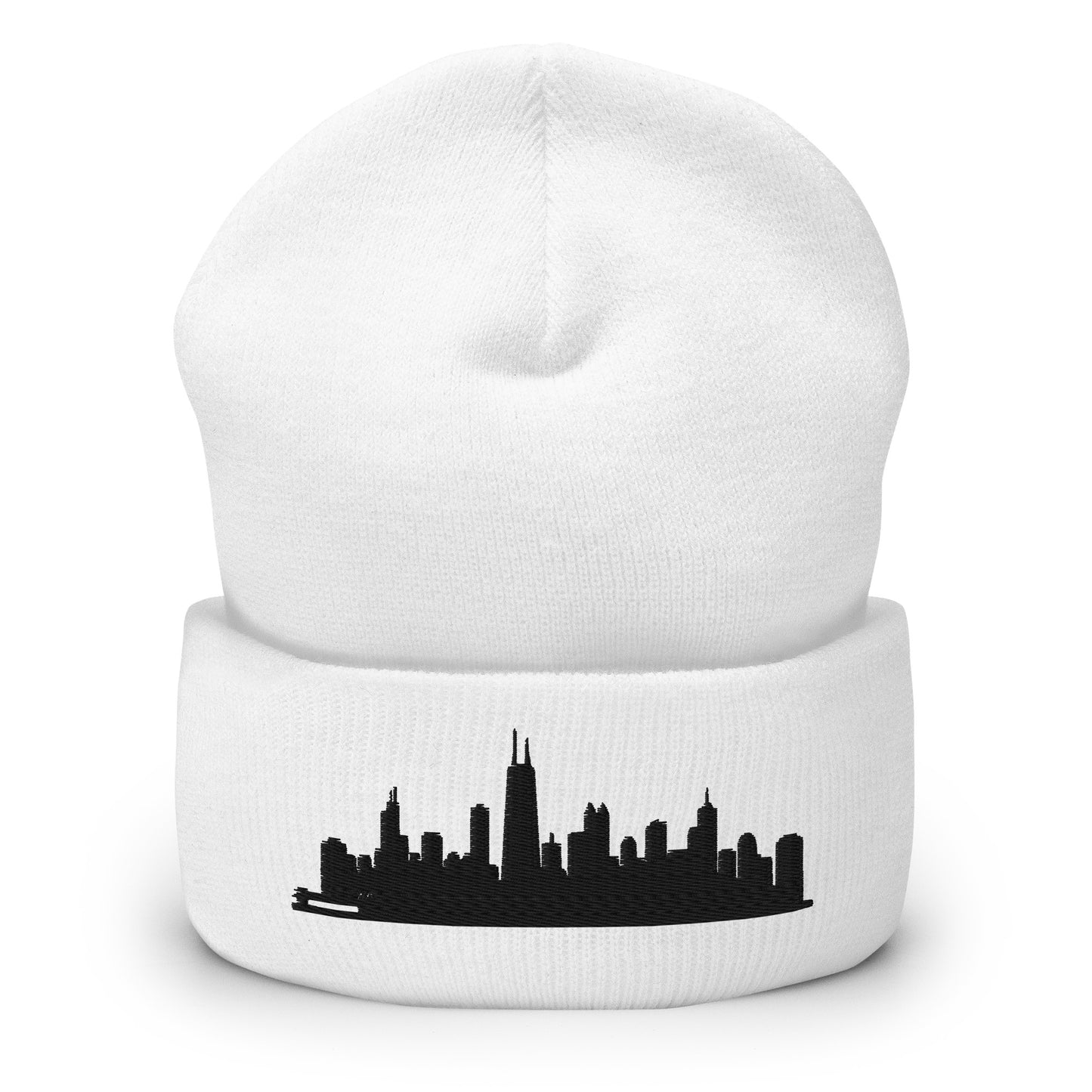 Chicago Edition Cuffed Beanie in white —hypoallergenic athletic knit headwear | Our City |An Athlete Trains