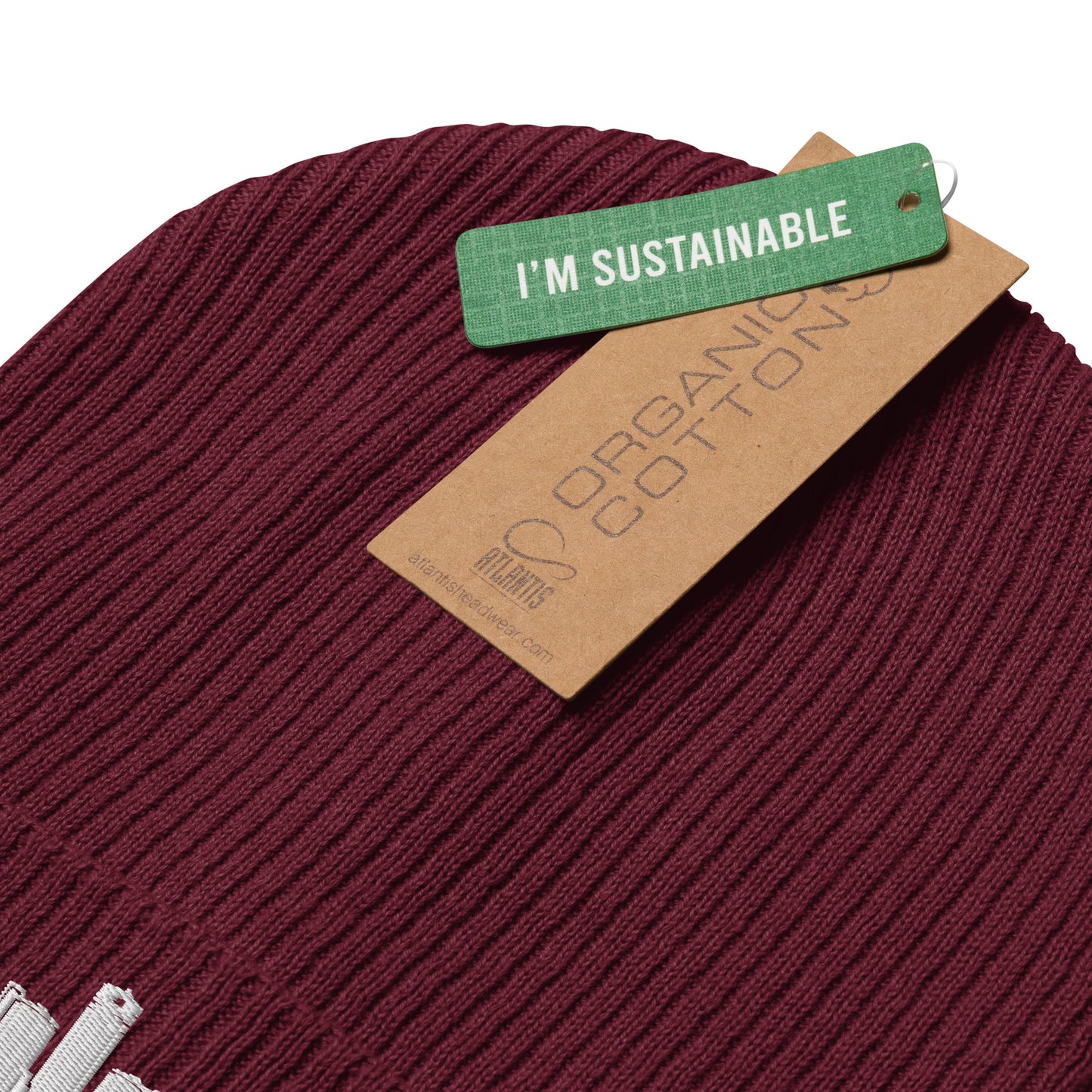 Detroit Edition Organic Ribbed Beanie in burgundy with premium white embroidery | Our City | An Athlete Trains