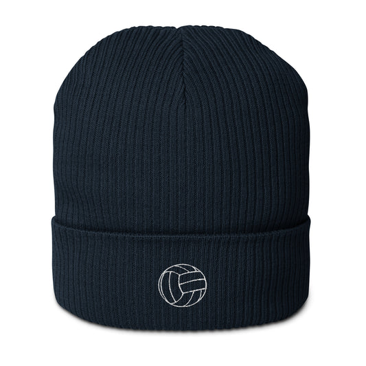 Volleyball Edition organic ribbed beanie in navy made from 100% natural cotton — Our Game collection by An Athlete Trains