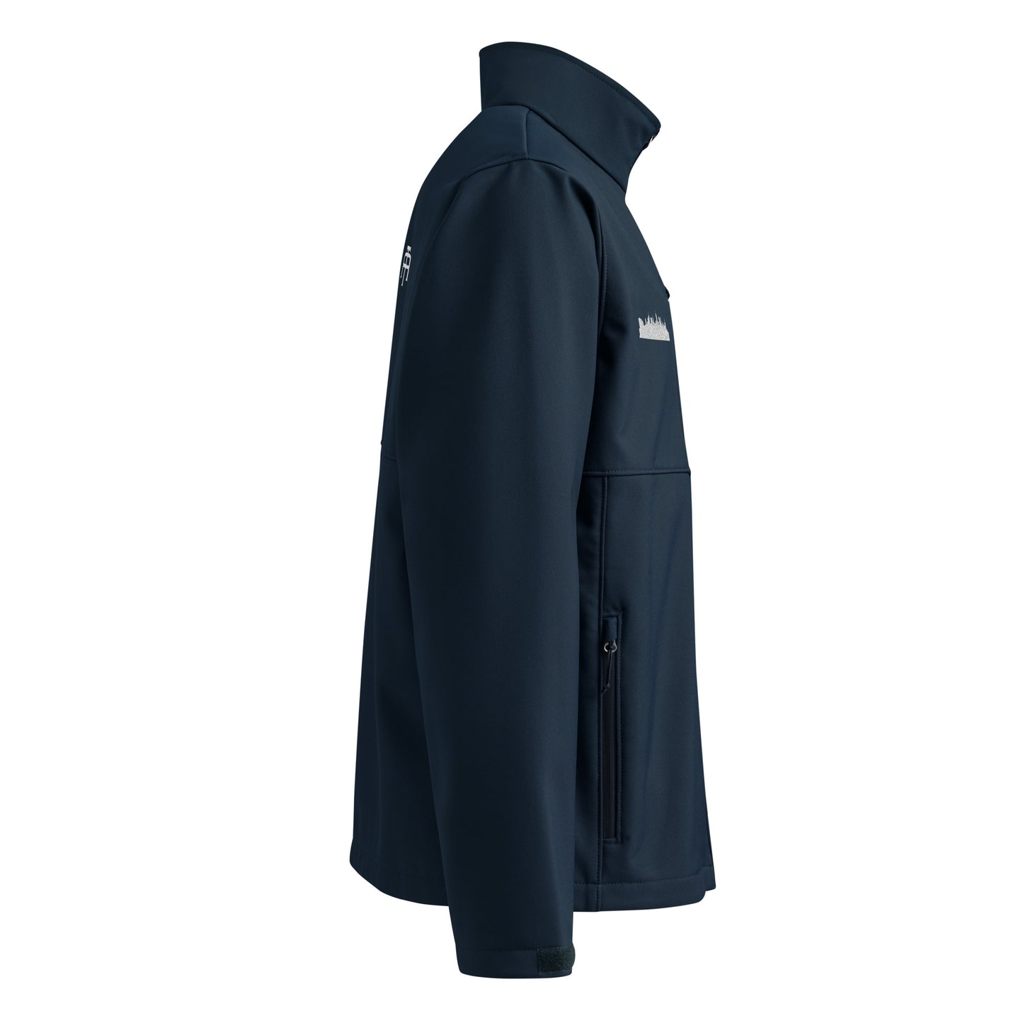 New York Edition Columbia soft shell jacket in navy with embroidered NYC skyline silhouette—high-performance outerwear for New York athletes