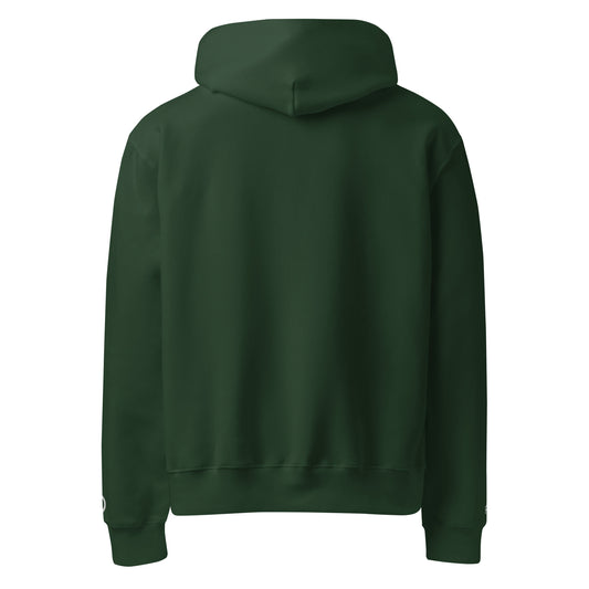 Oversized ultra soft brushed fleece heavyweight 10 oz hoodie in forest green with white switch\off and logo embroidery - An Athlete Trains.
