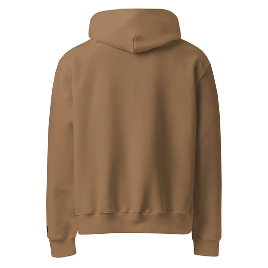 Oversized ultra soft brushed fleece heavyweight 10 oz hoodie in vintage brown with black switch\off and logo embroidery - An Athlete Trains.