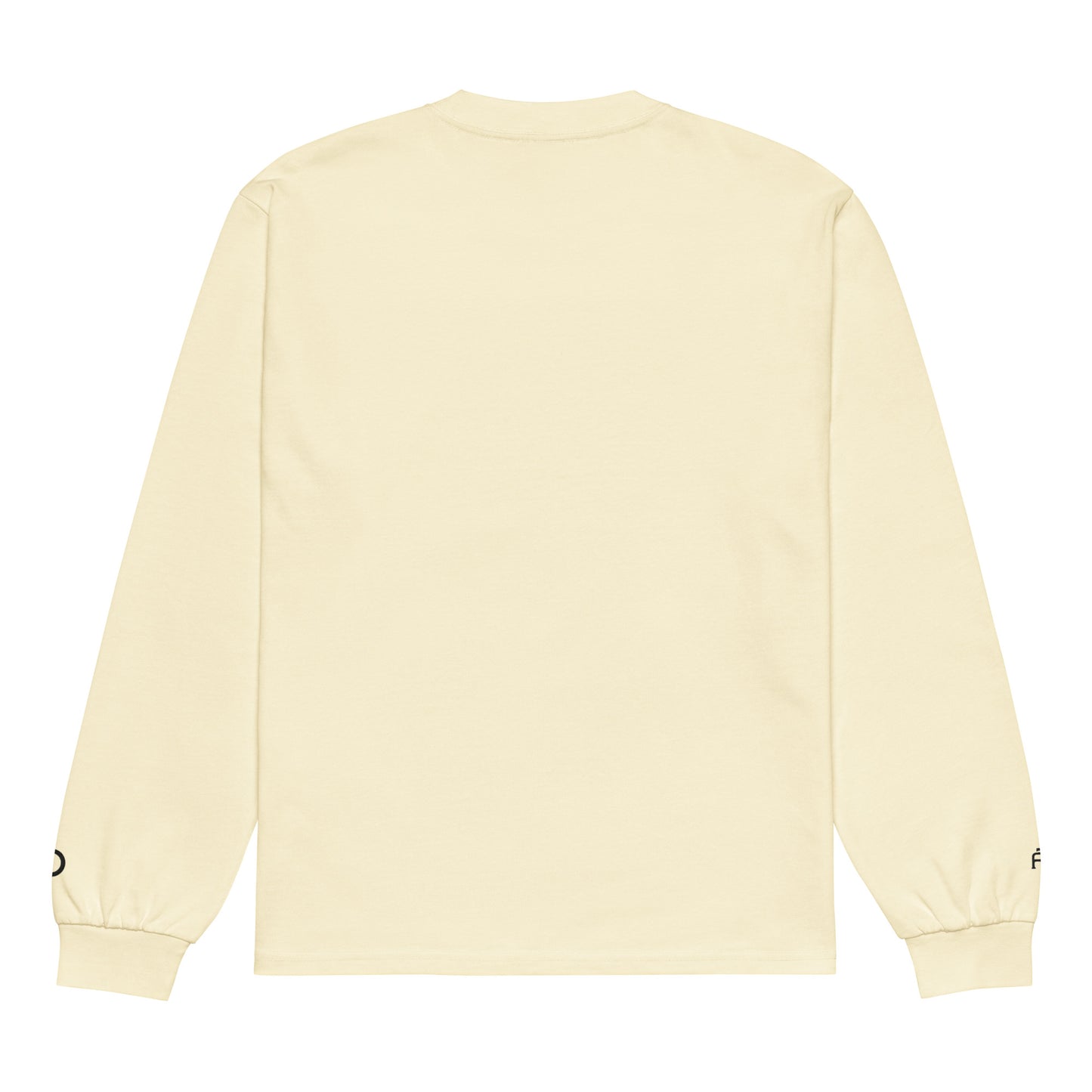 Premium heavyweight long sleeve cotton shirt in butter with black switch\off and logo embroidery - An Athlete Trains.
