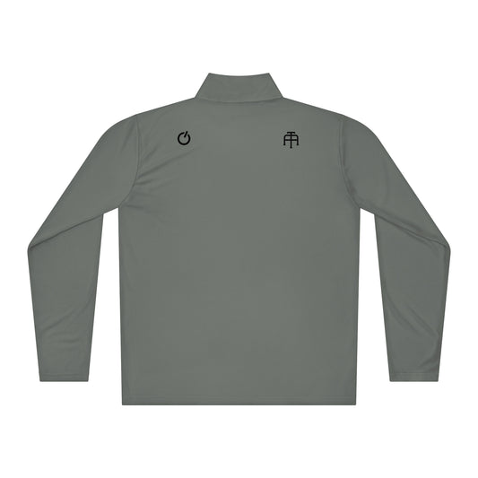 Gray Soccer Edition lightweight quarter-zip pullover in breathable 3.8 oz performance fabric — An Athlete Trains soccer warmup gear | Our Game Collection