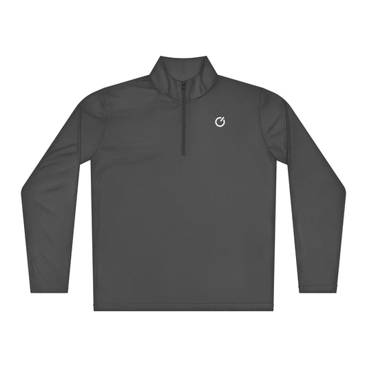 The Backbone Series lightweight quarter-zip showing the vertical 'Bold Brave Boundless' print running down the spine—technical athletic layering by An Athlete Trains