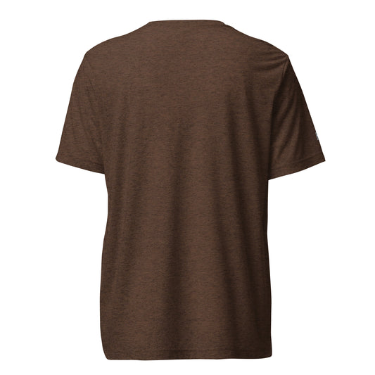 Fitted athletic tri-blend t-shirt in brown - An Athlete Trains. Back view