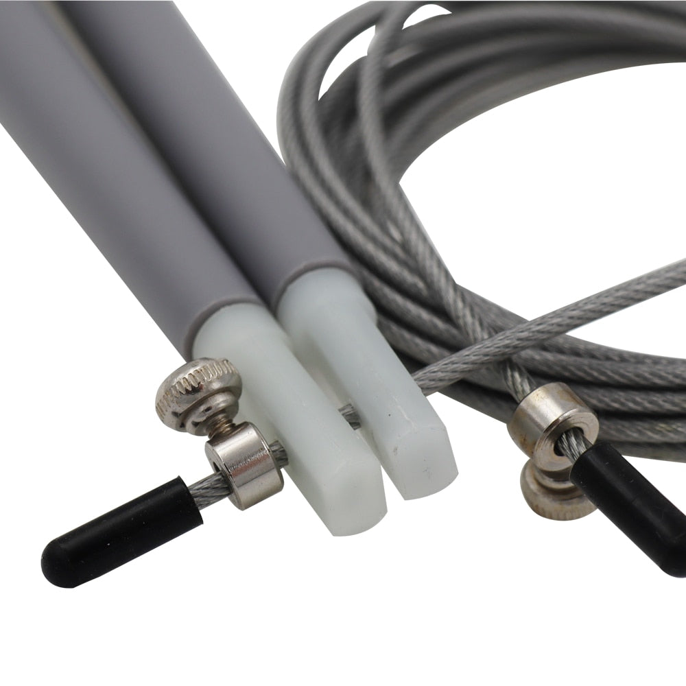 Grey adjustable length steel wire speed rope 