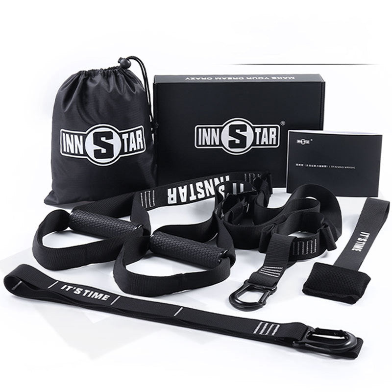 Black and white Body weight total body suspension trainer 