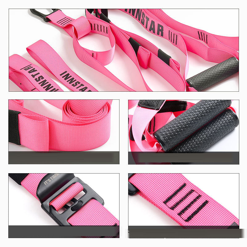 Pink and black Body weight total body suspension trainer 