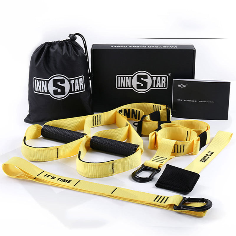 Black and yellow Body weight total body suspension trainer 