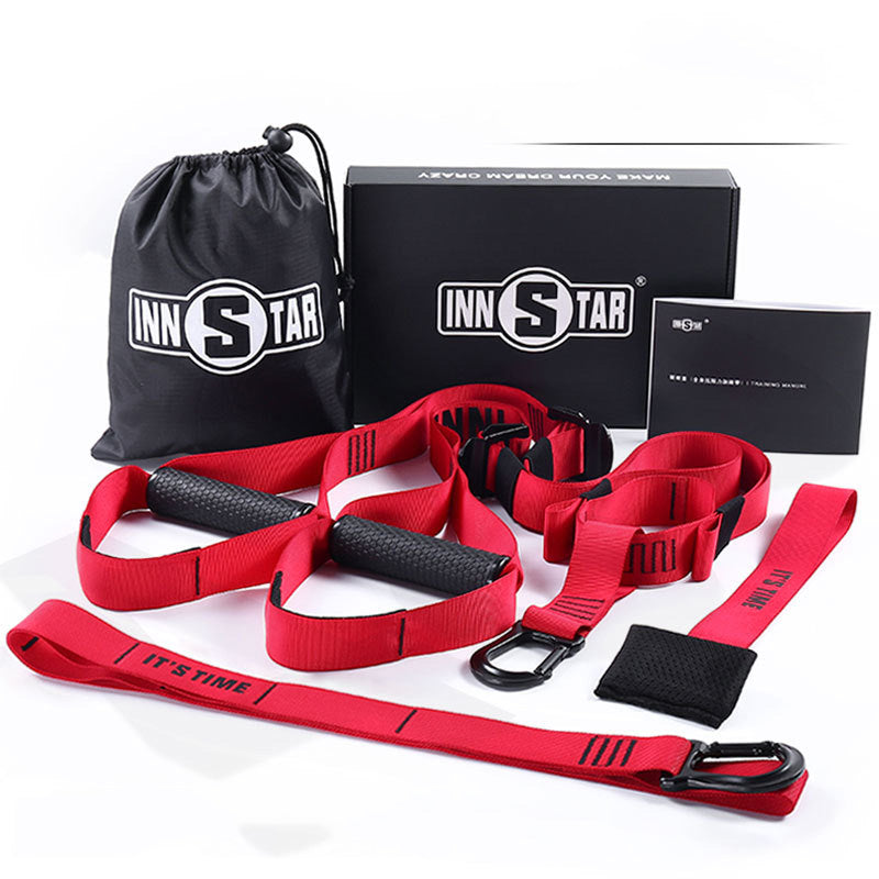 Red and black Body weight total body suspension trainer 