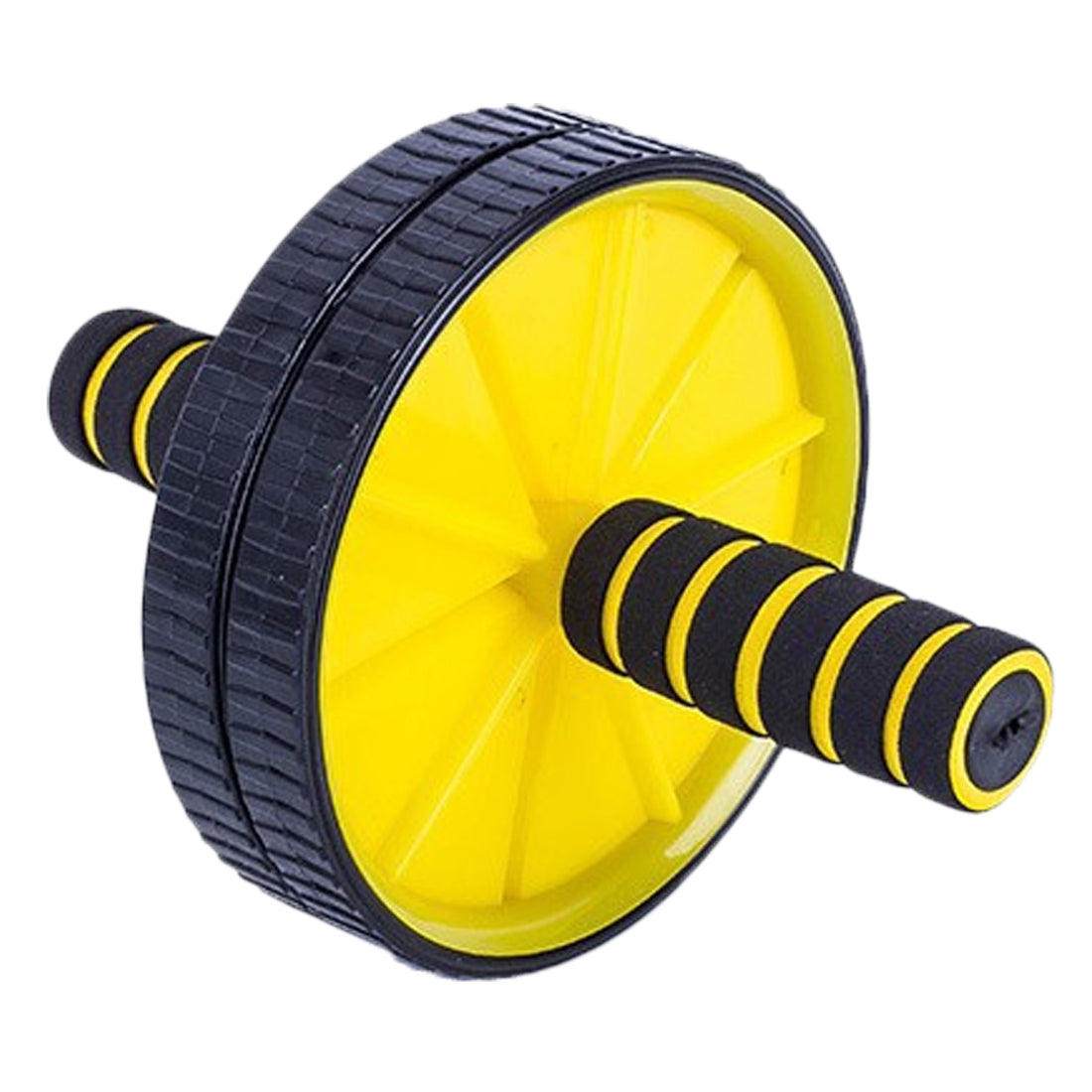 Yellow and black abdominal roller wheel 