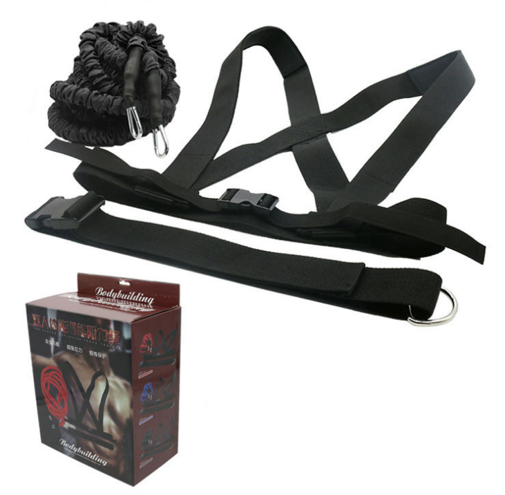 Black Elastic rope for resistance speed training with harness and belt 