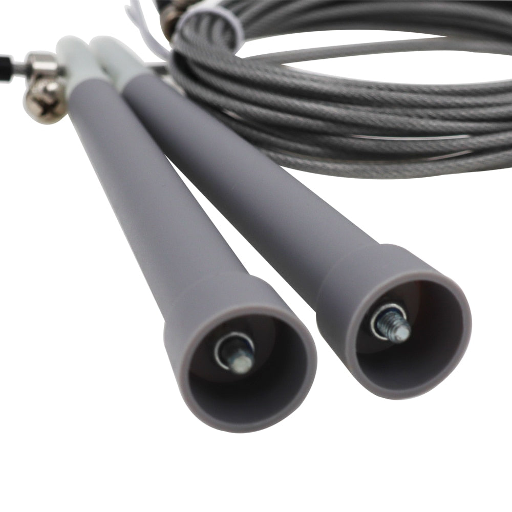 Grey adjustable length steel wire speed rope 