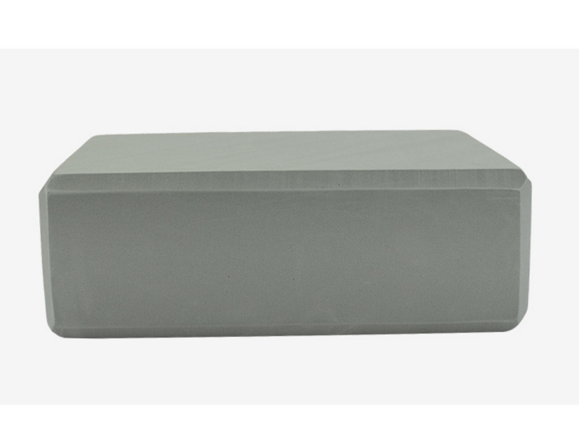 Grey Yoga block made of high density, non-toxic EVA Foam.