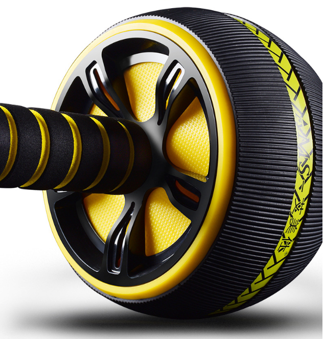 Yellow and black abdominal roller wheel 