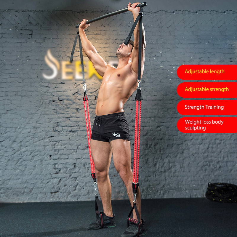 Resistance strength Pilates bar with tension ropes