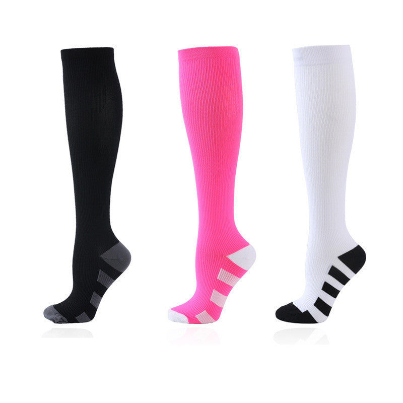 Black pink and white Compression socks to improve performance and aid in muscle recovery. Athletic socks 