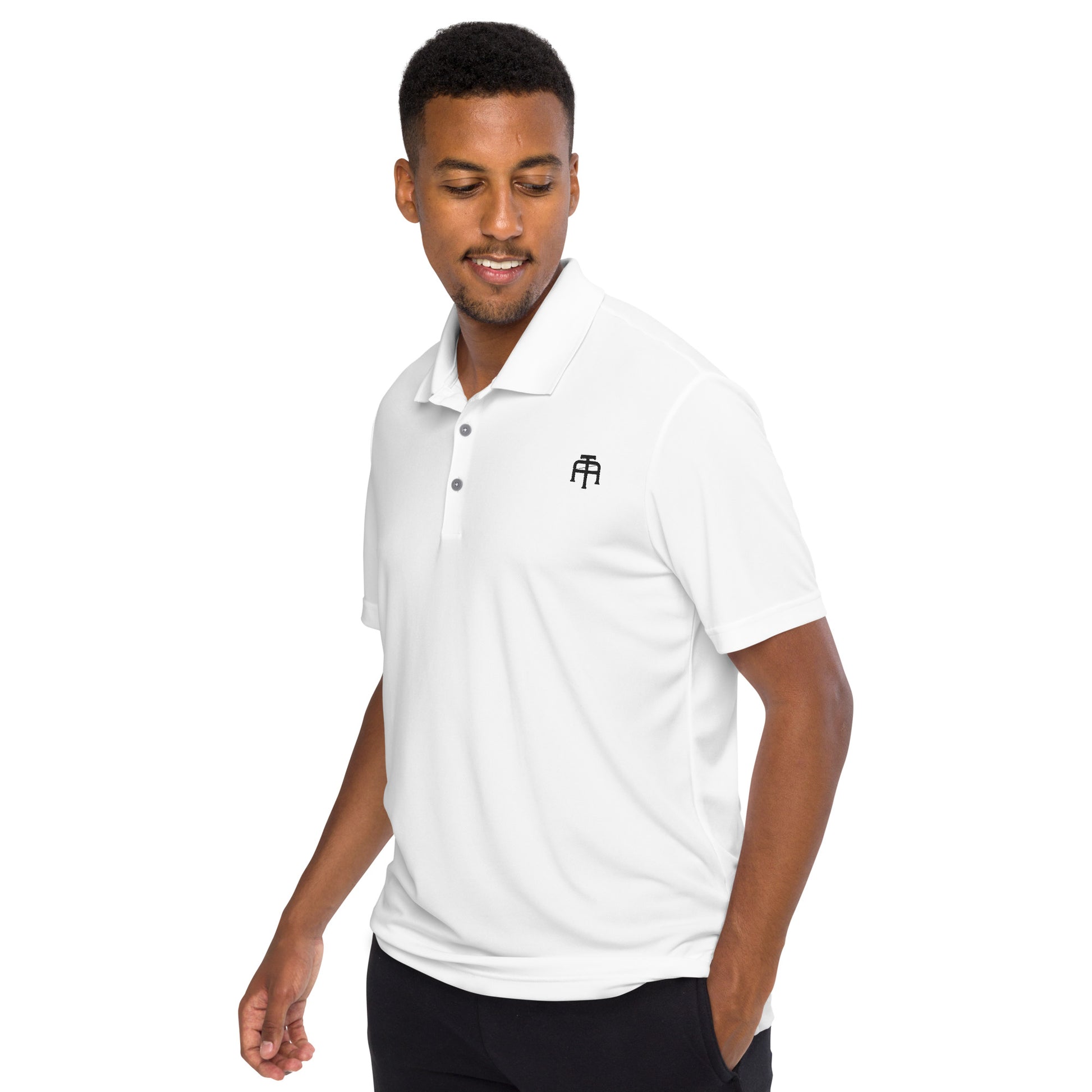 Men’s performance polo shirt by An Athlete Trains x Adidas. It’s made of soft, high-quality material and has UPF 50+ protection—ideal for outdoor activities