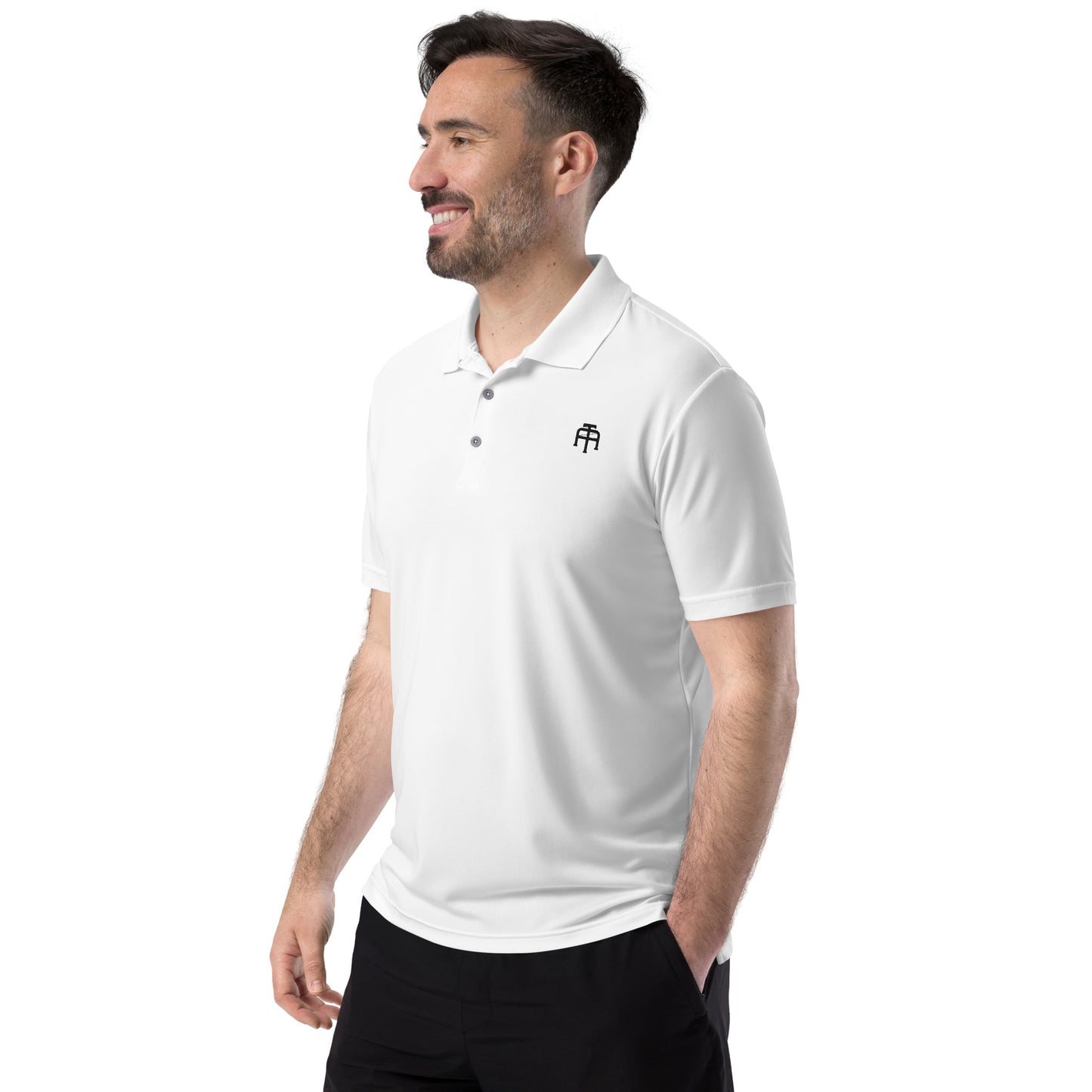 Men’s performance polo shirt by An Athlete Trains x Adidas. It’s made of soft, high-quality material and has UPF 50+ protection—ideal for outdoor activities