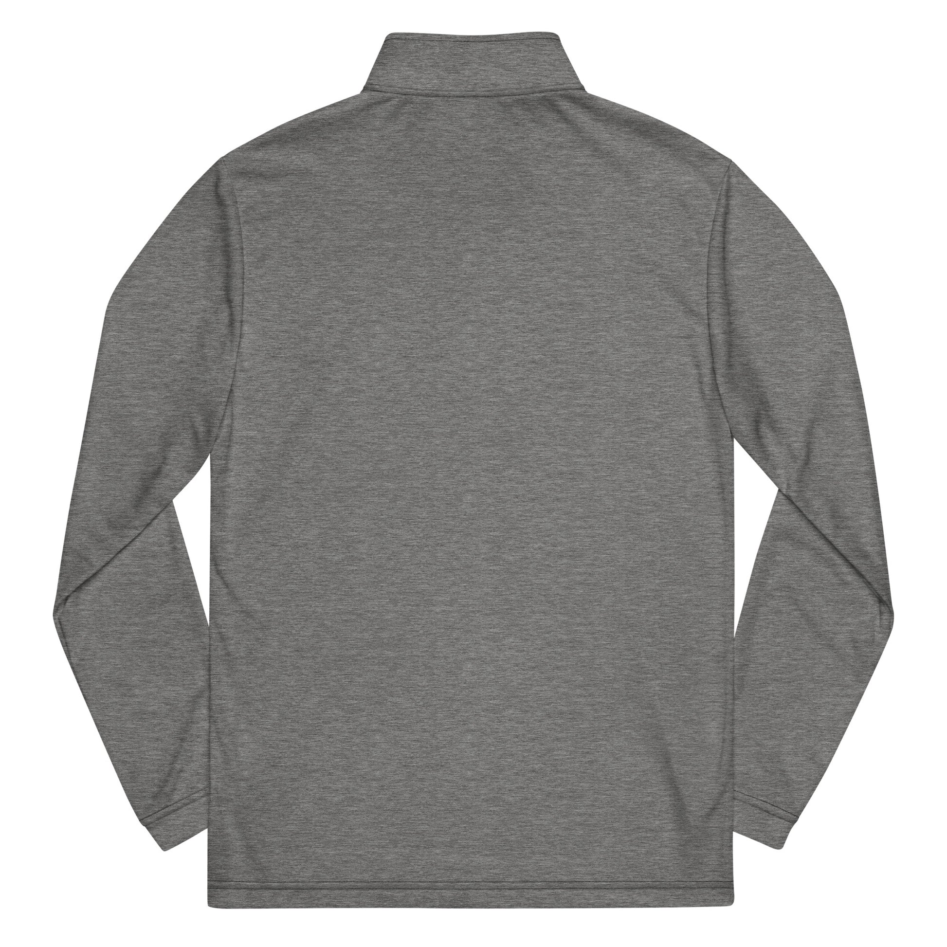 Adidas recycled performance quarter-zip in gray with white logo edition SWITCH/ON embroidery - UPF 50+ sun protection training gear.