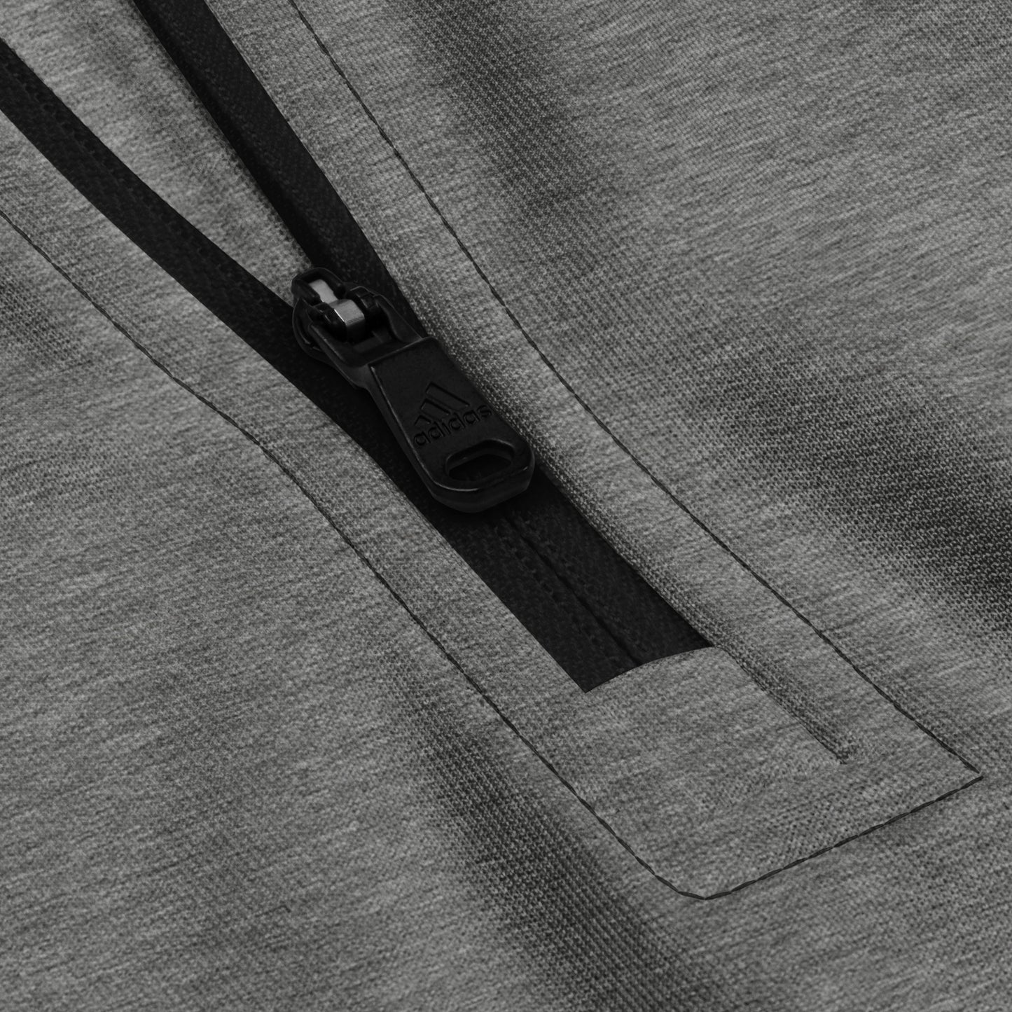 Adidas recycled performance quarter-zip in gray with white logo edition SWITCH/ON embroidery - UPF 50+ sun protection training gear.