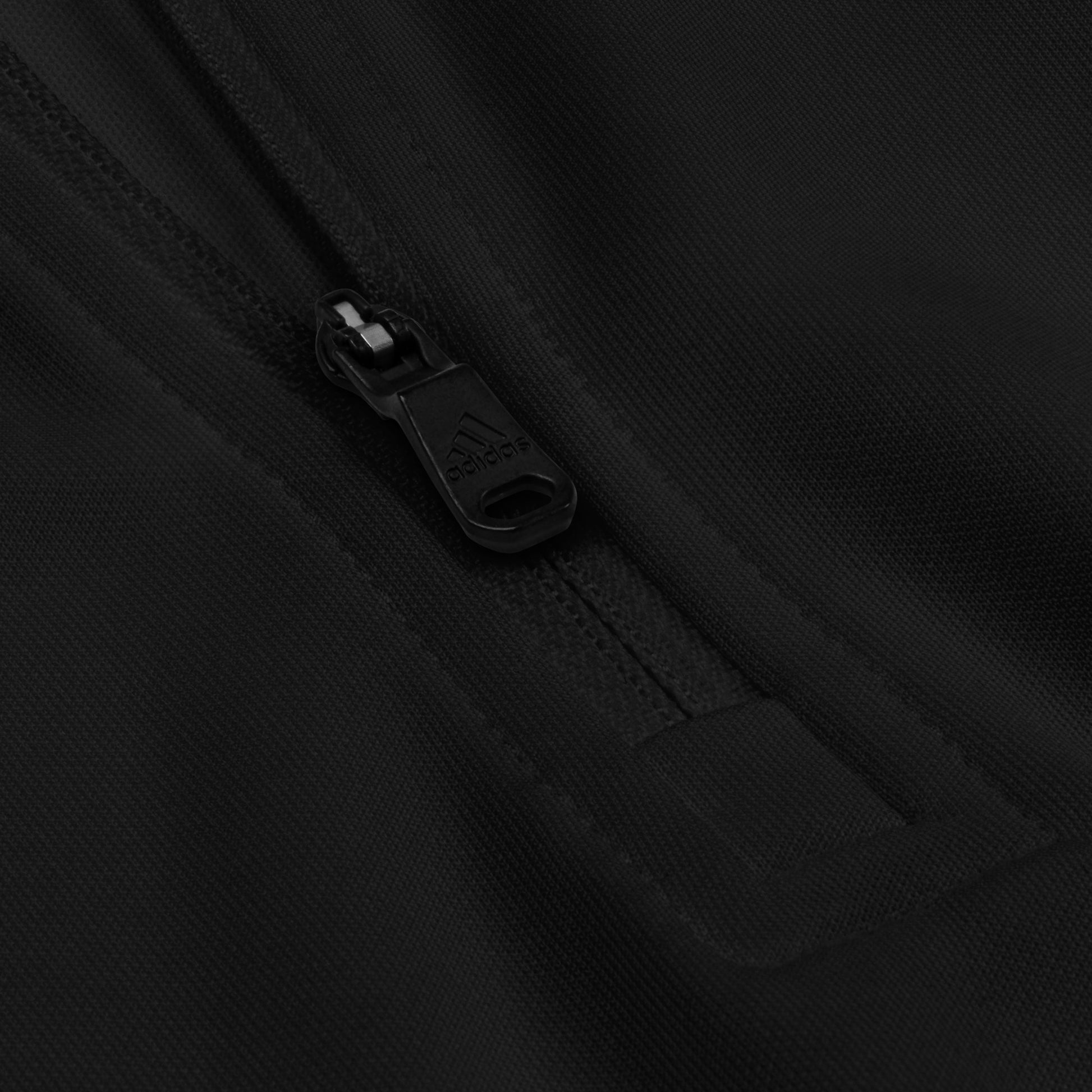 Adidas recycled performance quarter-zip in black with gray logo edition SWITCH/ON embroidery - UPF 50+ sun protection training gear.
