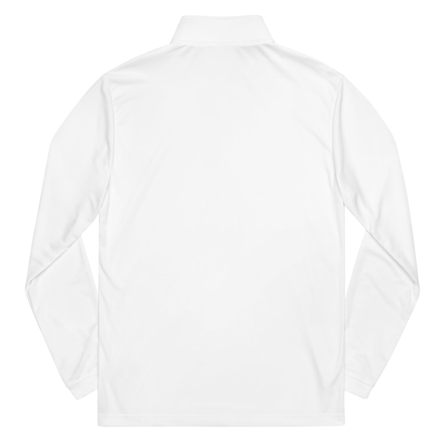 Adidas recycled performance quarter-zip in white with black logo edition SWITCH/ON embroidery - UPF 50+ sun protection training gear.
