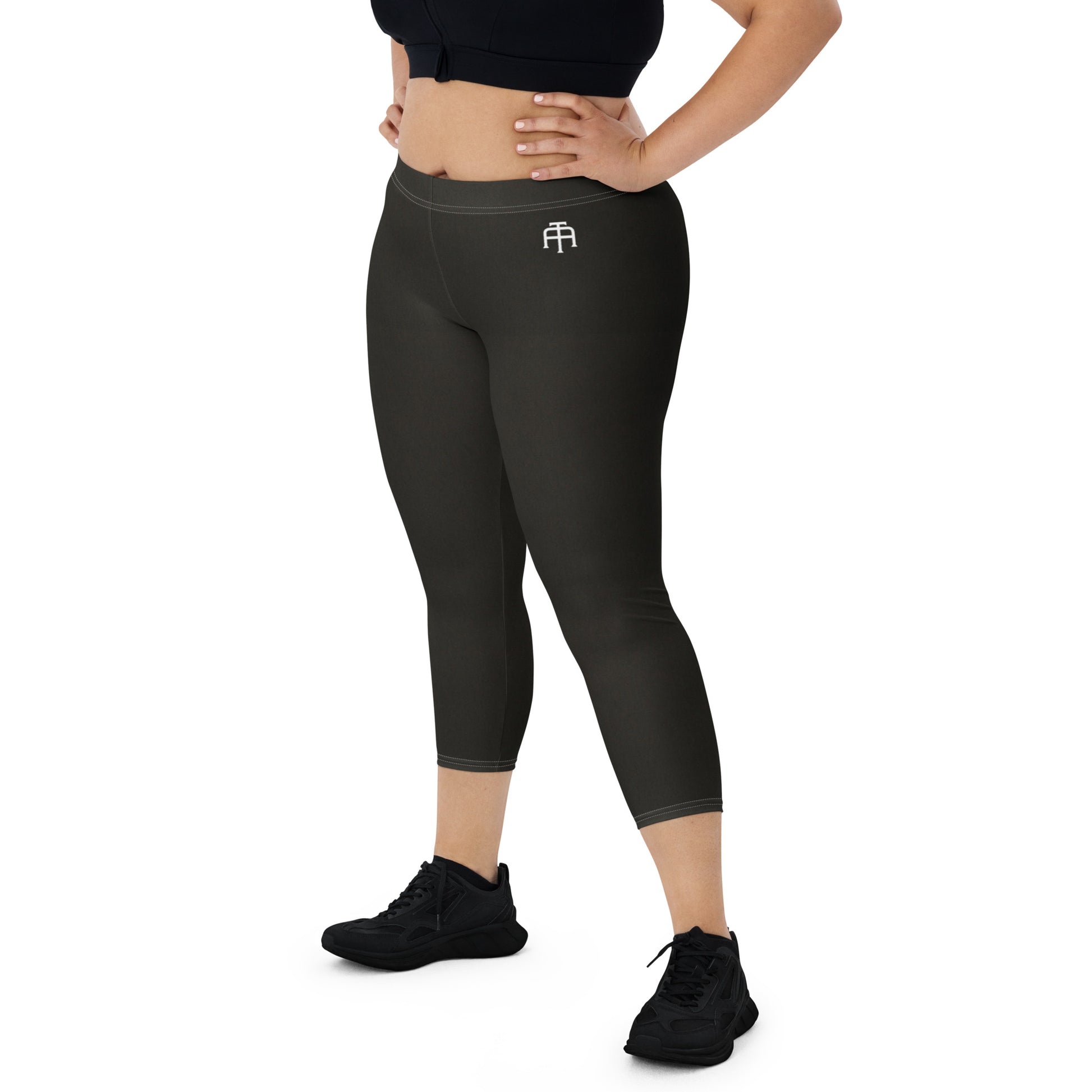 Comfortable four-way stretch microfiber black capri pants by An Athlete Trains