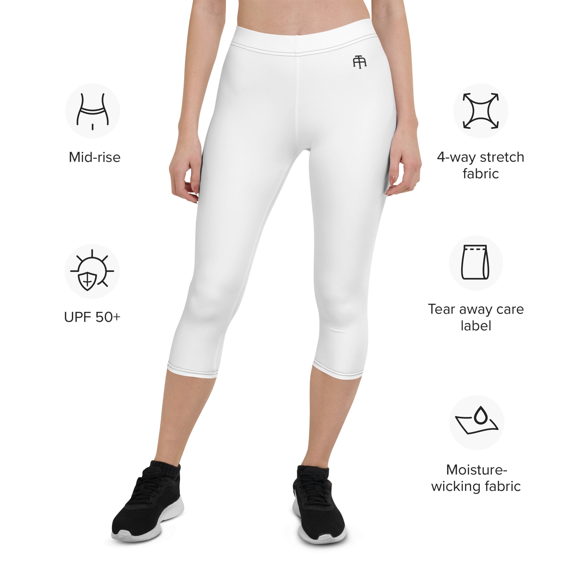 Comfortable four-way stretch microfiber white capri pants by An Athlete Trains