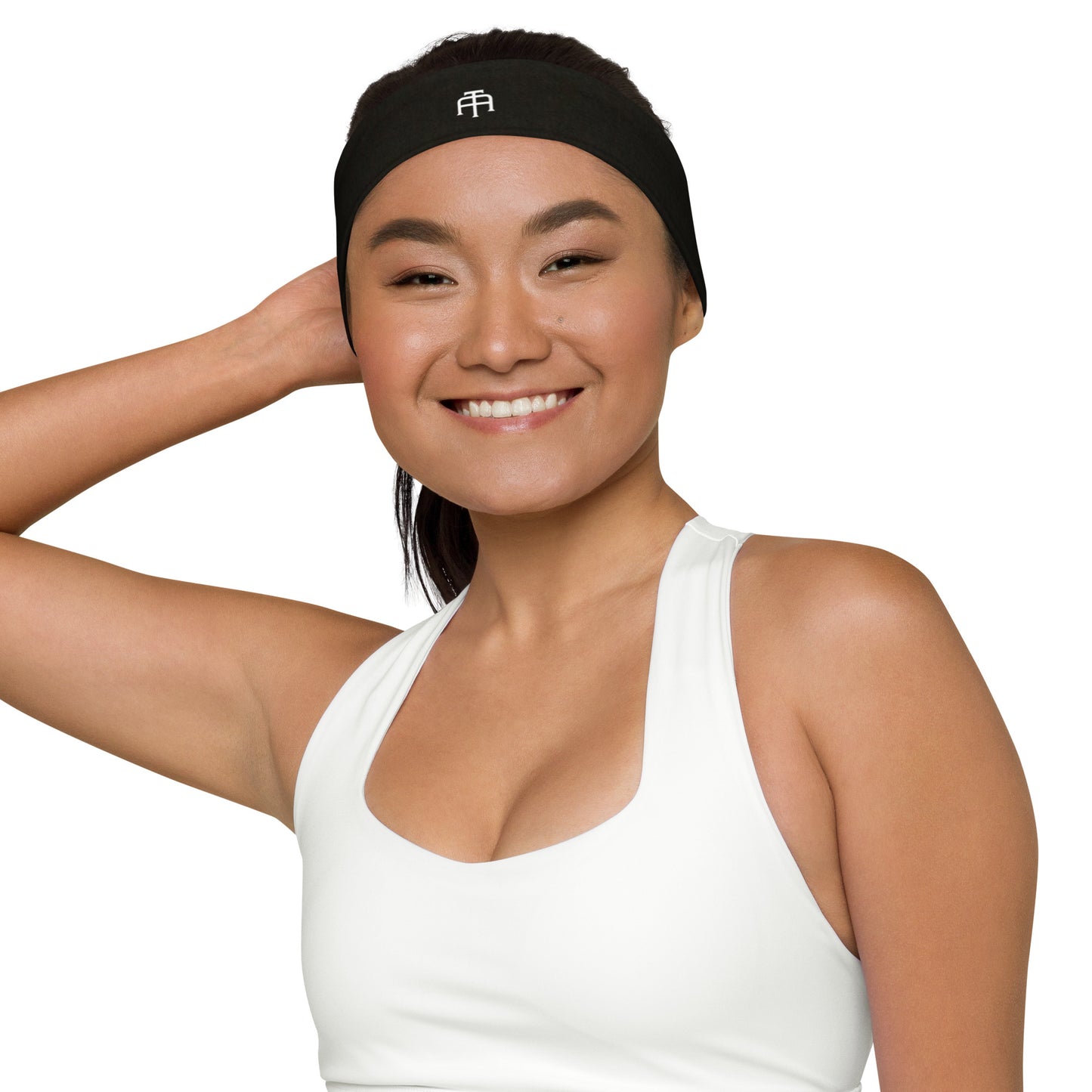 Soft, stretchy black headband by An Athlete Trains