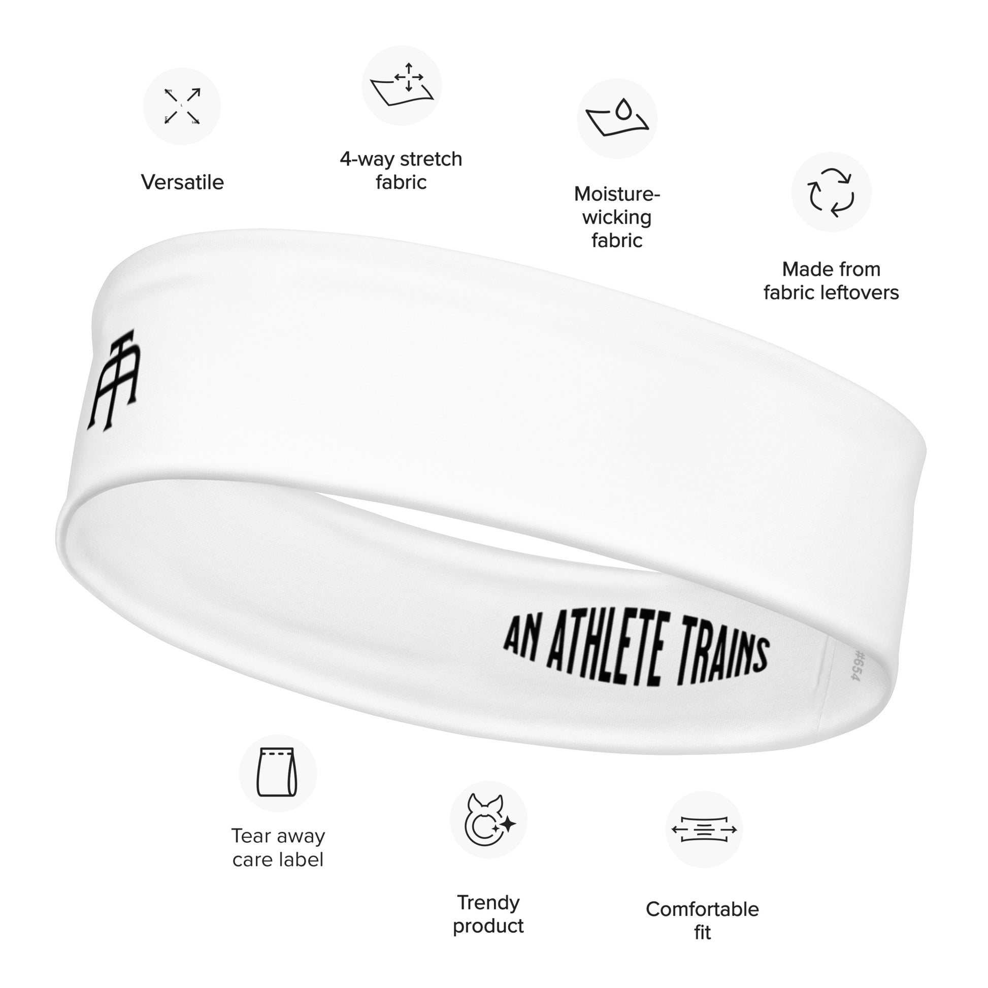 Soft, stretchy white headband by An Athlete Trains