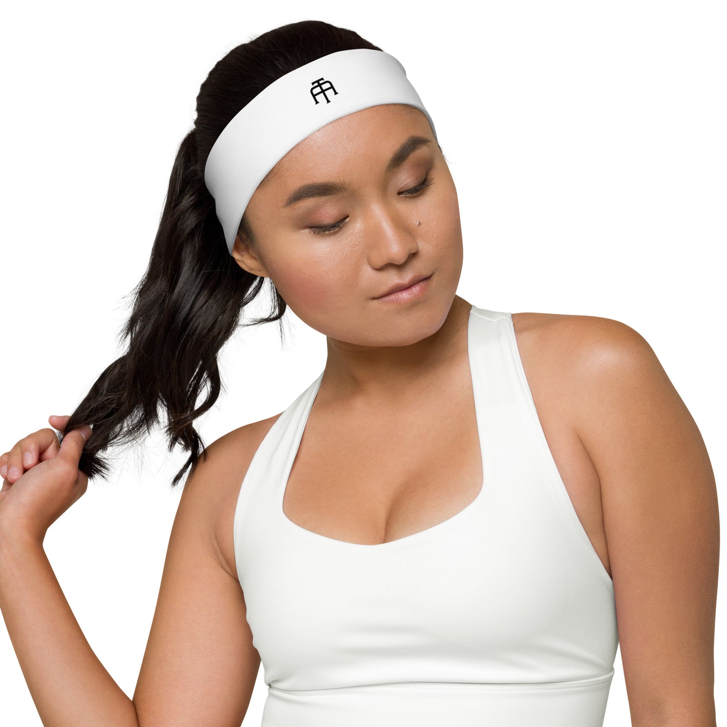 Soft, stretchy white headband by An Athlete Trains