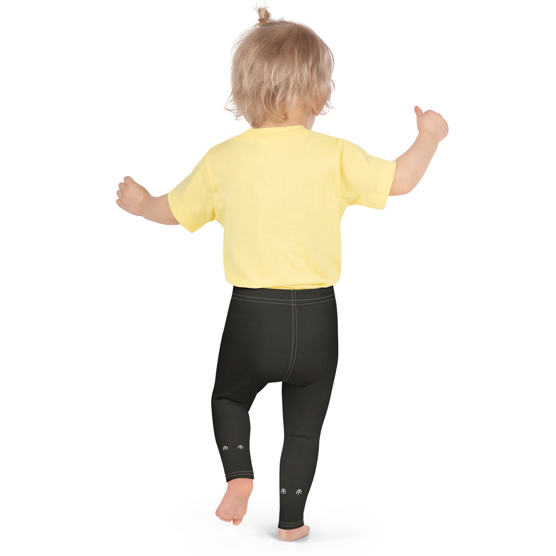 Black soft microfiber kids leggings with an elastic waistband by An Athlete Trains