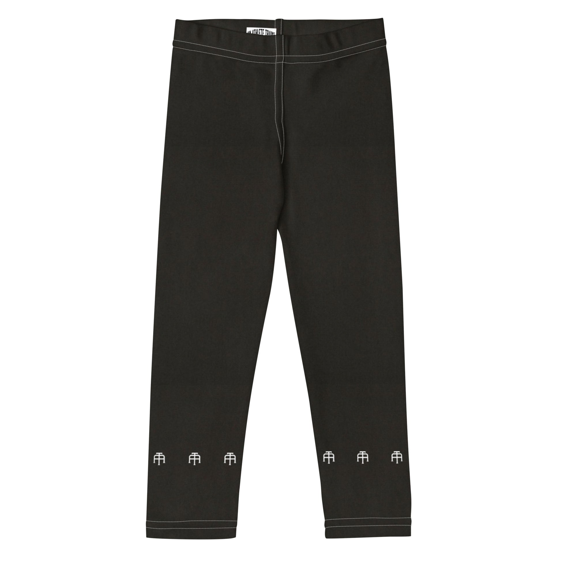 Black soft microfiber kids leggings with an elastic waistband by An Athlete Trains