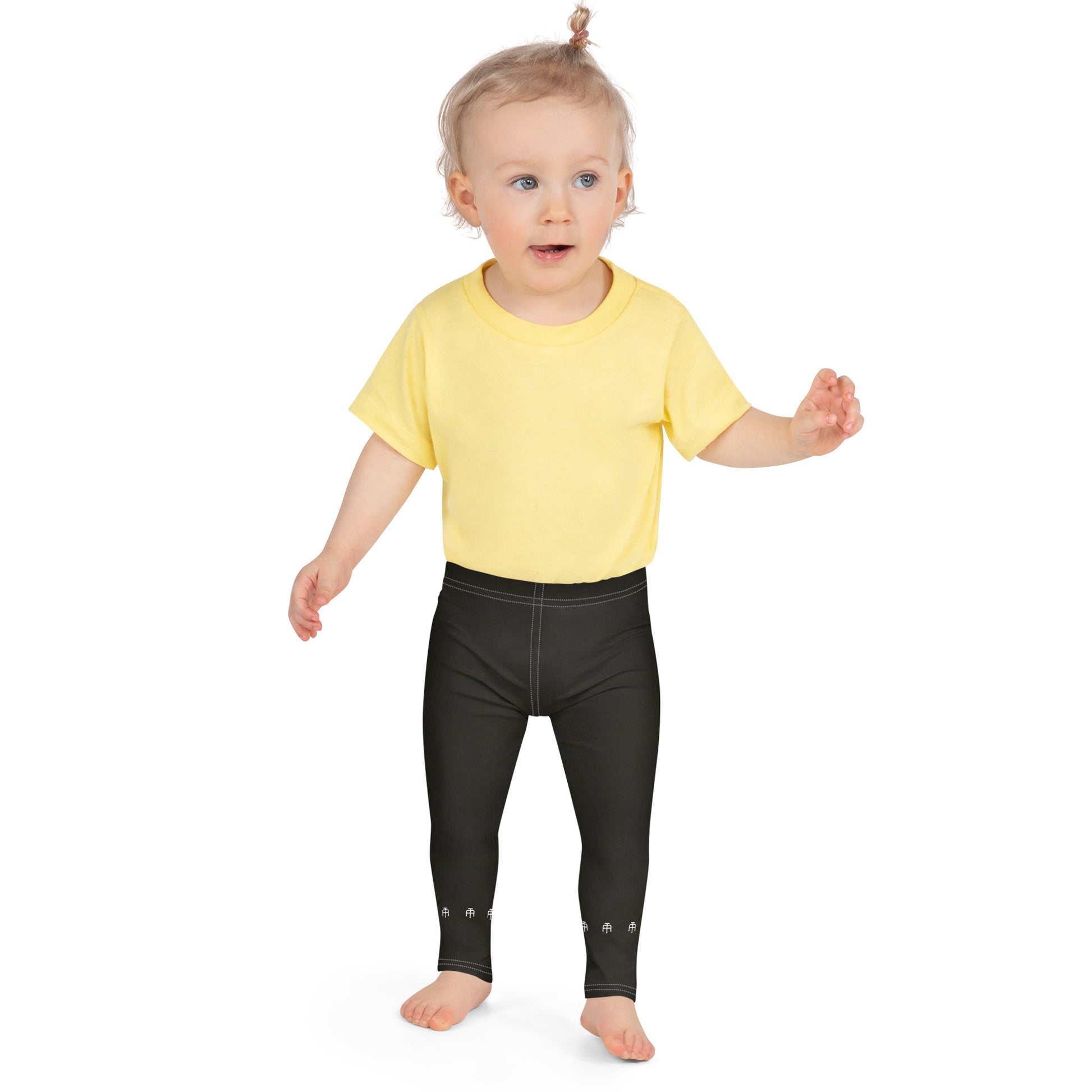 Black soft microfiber kids leggings with an elastic waistband by An Athlete Trains