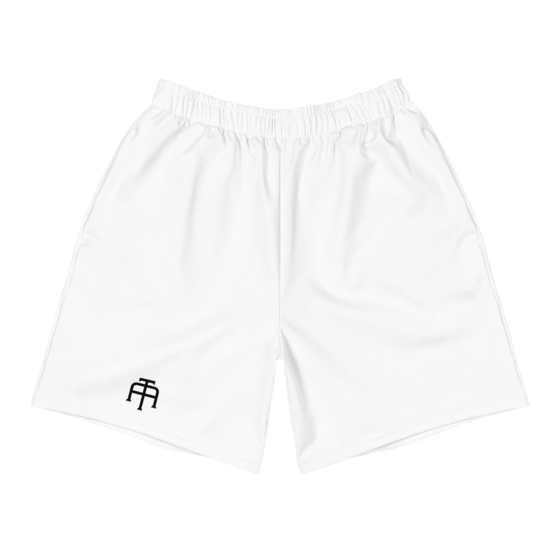 White Four-way stretch moisture-wicking microfiber men’s athletic shorts by An Athlete Trains