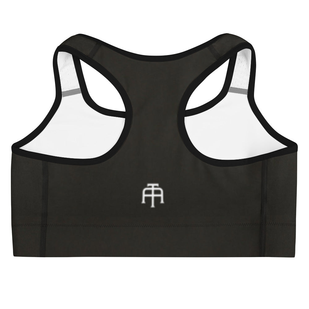 Black four-way stretch moisture-wicking sports bra by An Athlete Trains