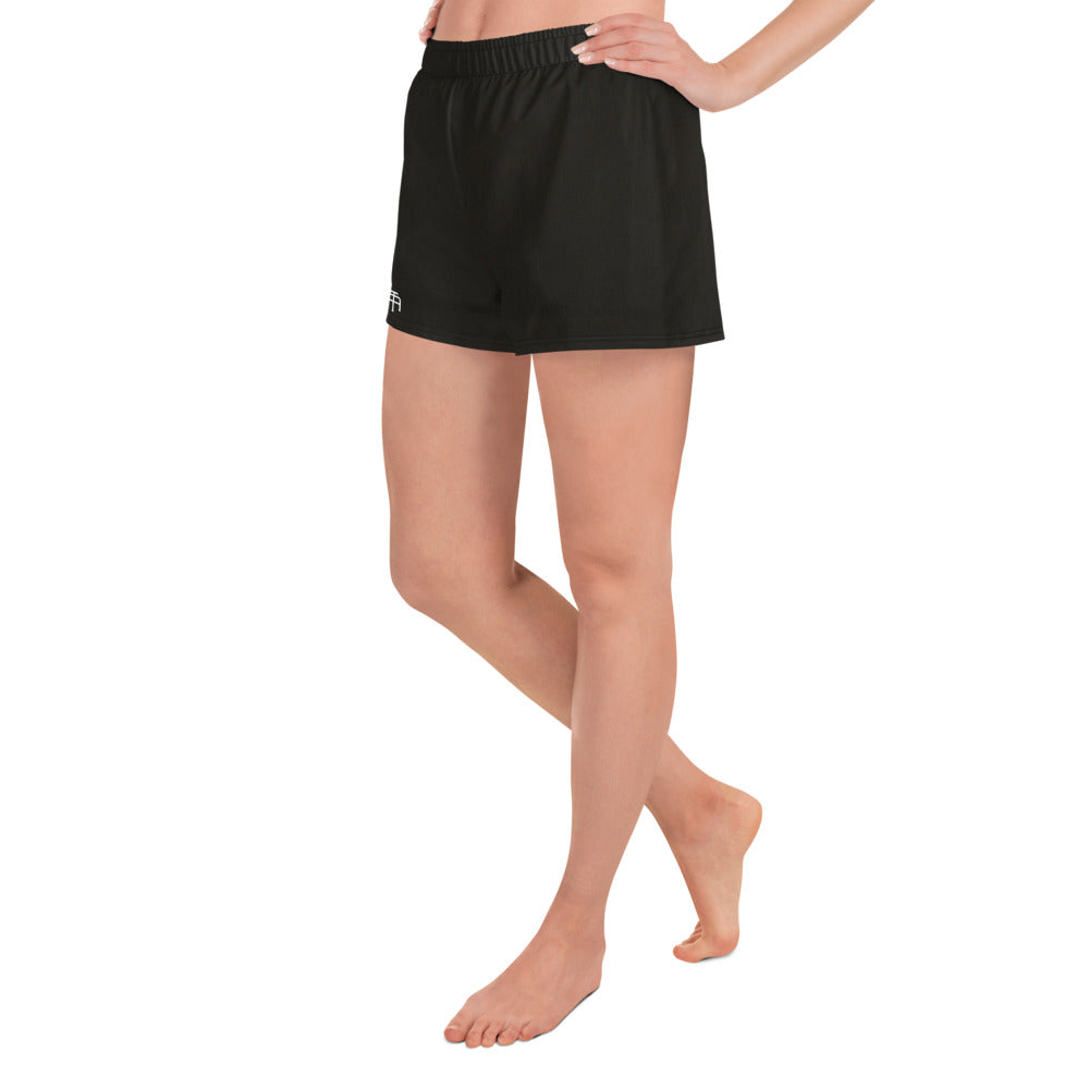 Black Four-way stretch moisture-wicking microfiber women’s athletic shorts by An Athlete Trains