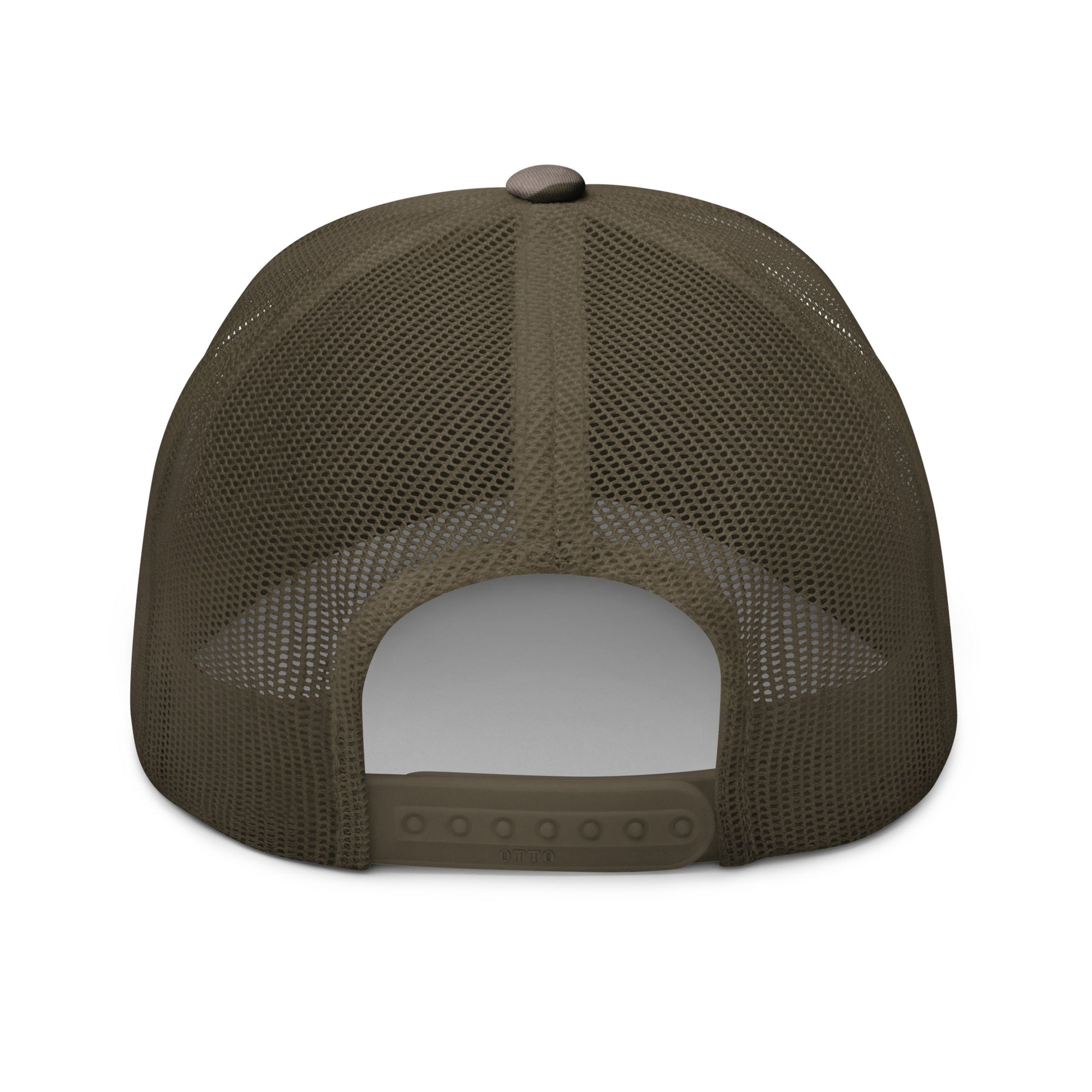 Basketball Edition green camouflage trucker hat with structured cotton front and black mesh back | Our Game | An Athlete