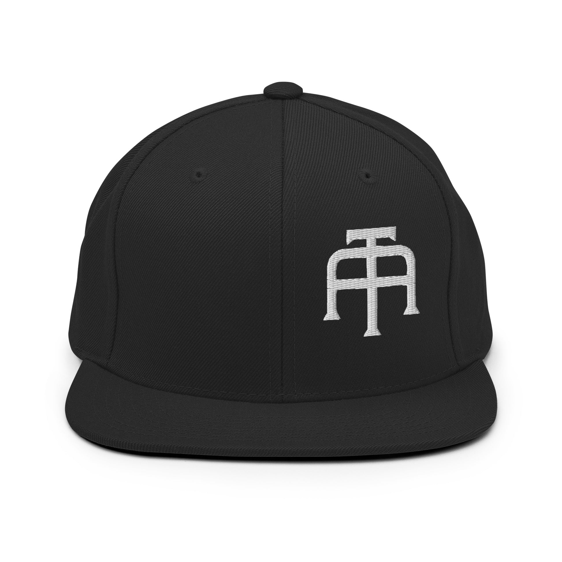 An Athlete Trains structured hat with a classic fit, flat brim, full buckram, and adjustable snap closure.