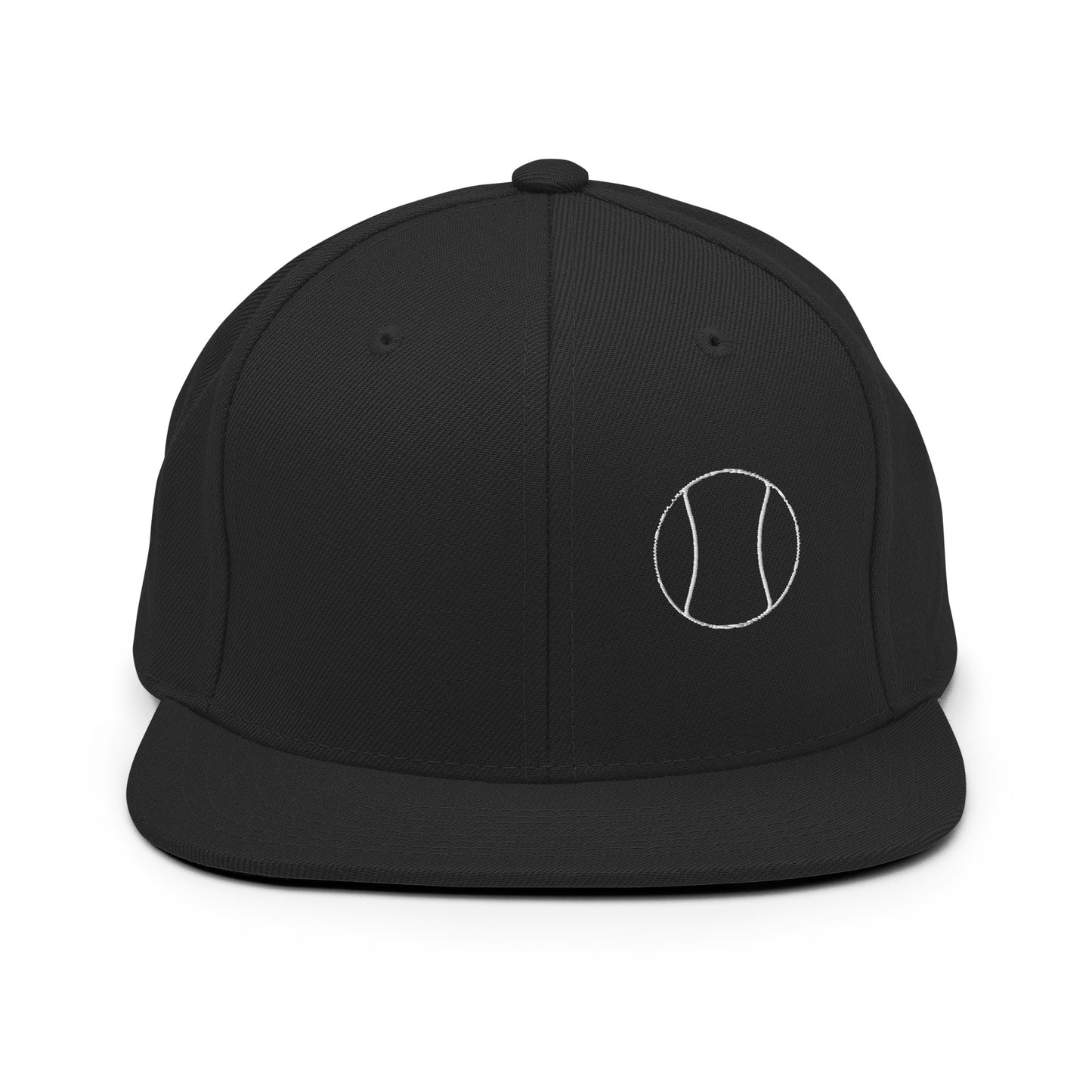 Tennis Edition structured snapback hat in black with flat brim and high-profile 6-panel crown — Our Game collection